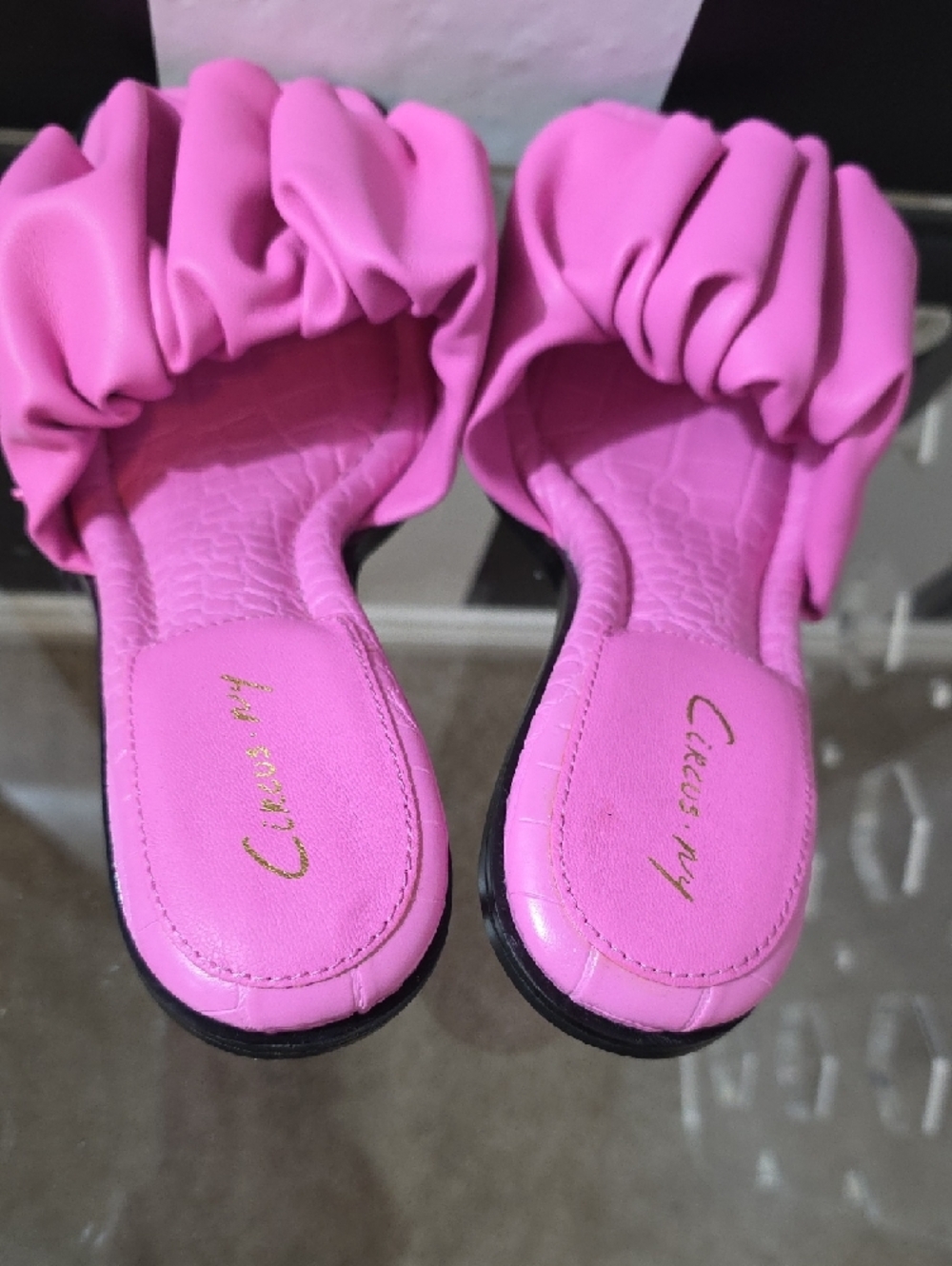 Circus NY Pink Ruched Slide Heels Sandals - Picture 5 of 6